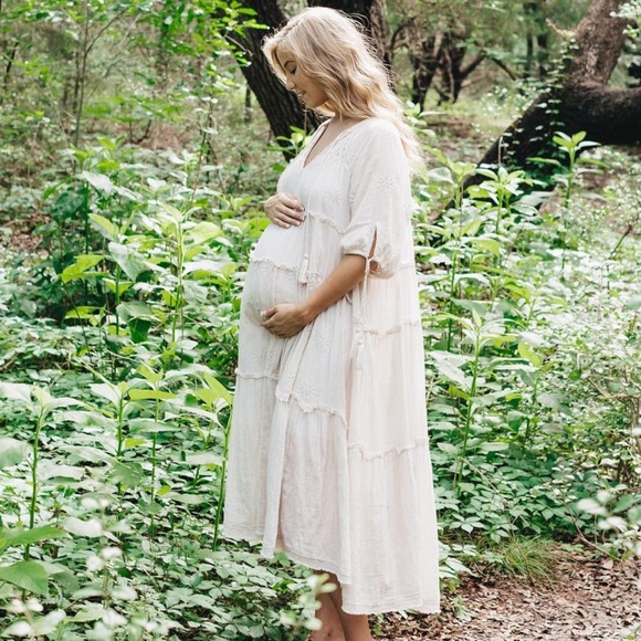 Free People Dresses & Skirts - Free People Blush Pink Embroidered long Sleeve Midi Dress